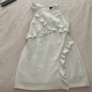 NICOLE MILLER COLLECTION WHITE RUFFLE DRESS